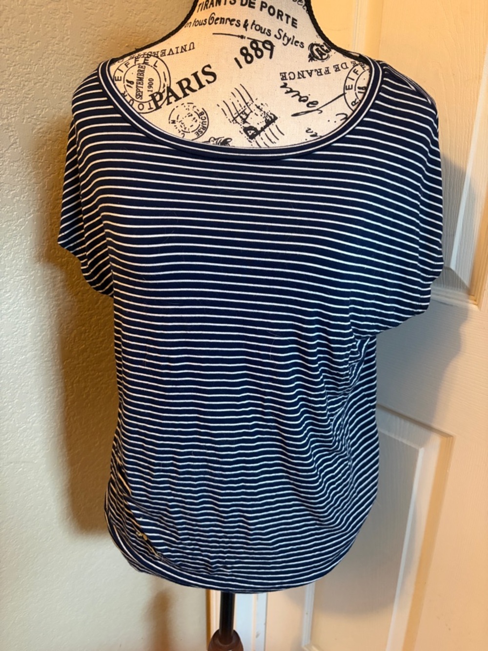 Daily Ritual Navy and White Striped Short-Sleeve Tee